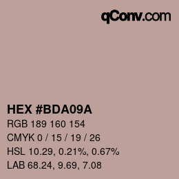 Color code: HEX #BDA09A | qconv.com