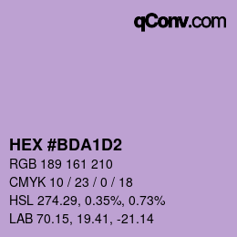 Code couleur: HEX #BDA1D2 | qconv.com