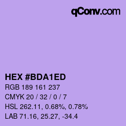 颜色代码: HEX #BDA1ED | qconv.com