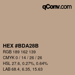 Color code: HEX #BDA28B | qconv.com