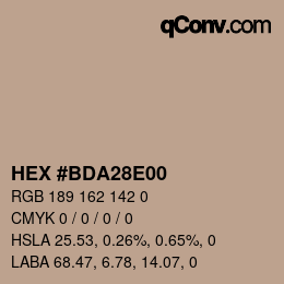 Color code: HEX #BDA28E00 | qconv.com