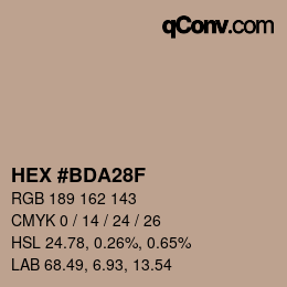 Color code: HEX #BDA28F | qconv.com