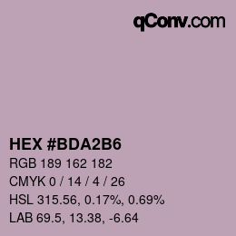 Farbcode: HEX #BDA2B6 | qconv.com