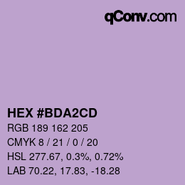 カラーコード: HEX #BDA2CD | qconv.com