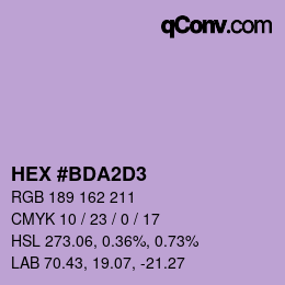 カラーコード: HEX #BDA2D3 | qconv.com