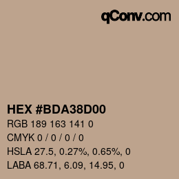 Color code: HEX #BDA38D00 | qconv.com