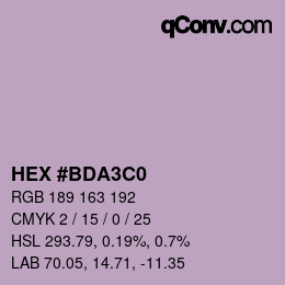 Color code: HEX #BDA3C0 | qconv.com