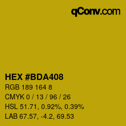 カラーコード: HEX #BDA408 | qconv.com