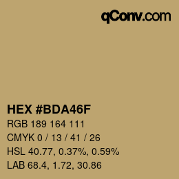 Color code: HEX #BDA46F | qconv.com