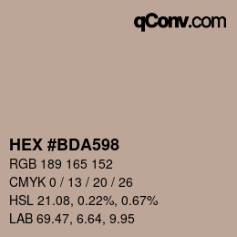 颜色代码: HEX #BDA598 | qconv.com