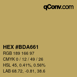 Código de color: HEX #BDA661 | qconv.com