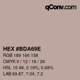 颜色代码: HEX #BDA69E | qconv.com