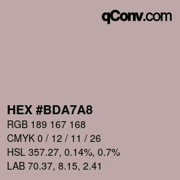 颜色代码: HEX #BDA7A8 | qconv.com