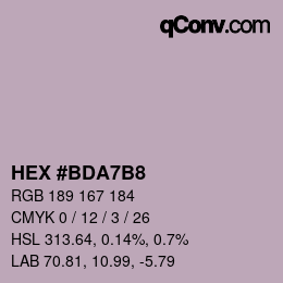 Color code: HEX #BDA7B8 | qconv.com