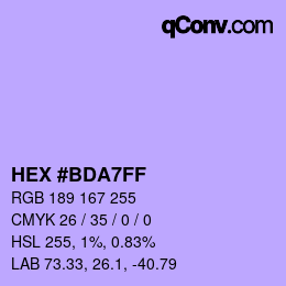 カラーコード: HEX #BDA7FF | qconv.com