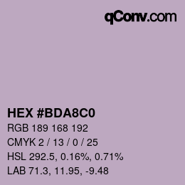 カラーコード: HEX #BDA8C0 | qconv.com