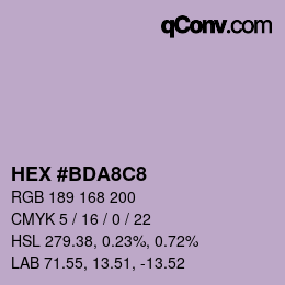 カラーコード: HEX #BDA8C8 | qconv.com