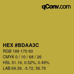 Color code: HEX #BDAA3C | qconv.com