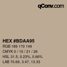 Código de color: HEX #BDAA95 | qconv.com