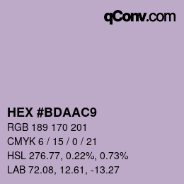 カラーコード: HEX #BDAAC9 | qconv.com