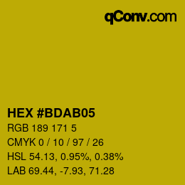 颜色代码: HEX #BDAB05 | qconv.com
