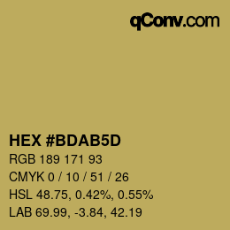 颜色代码: HEX #BDAB5D | qconv.com