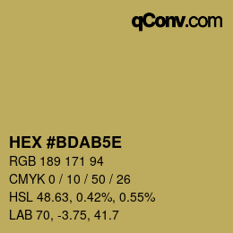 颜色代码: HEX #BDAB5E | qconv.com