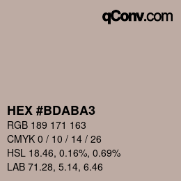 カラーコード: HEX #BDABA3 | qconv.com