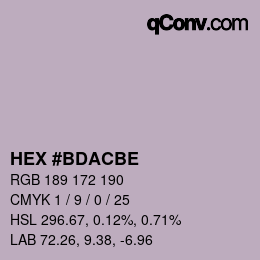 颜色代码: HEX #BDACBE | qconv.com