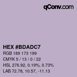 Color code: HEX #BDADC7 | qconv.com