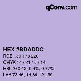 颜色代码: HEX #BDADDC | qconv.com