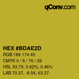 カラーコード: HEX #BDAE2D | qconv.com