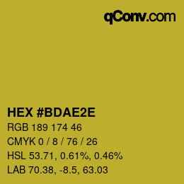 Color code: HEX #BDAE2E | qconv.com