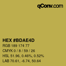 カラーコード: HEX #BDAE4D | qconv.com