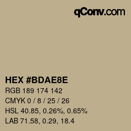Código de color: HEX #BDAE8E | qconv.com