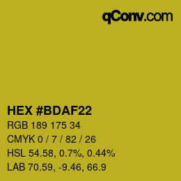 Color code: HEX #BDAF22 | qconv.com