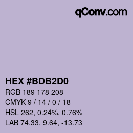 カラーコード: HEX #BDB2D0 | qconv.com