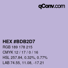 カラーコード: HEX #BDB2D7 | qconv.com