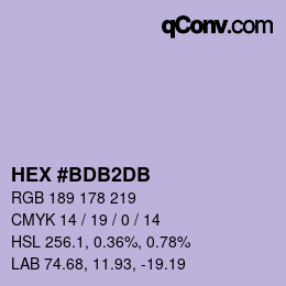 Color code: HEX #BDB2DB | qconv.com