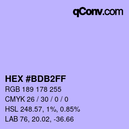 Color code: HEX #BDB2FF | qconv.com