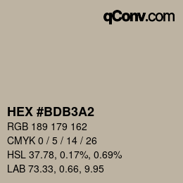 カラーコード: HEX #BDB3A2 | qconv.com