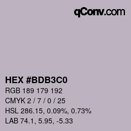 Color code: HEX #BDB3C0 | qconv.com