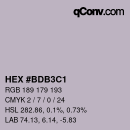 Color code: HEX #BDB3C1 | qconv.com