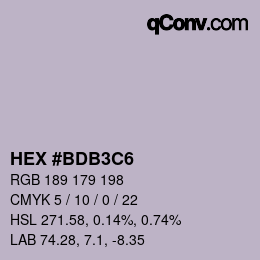 Farbcode: HEX #BDB3C6 | qconv.com