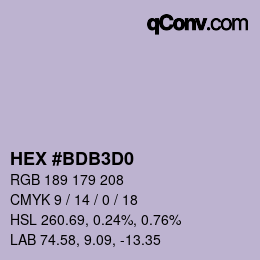 Color code: HEX #BDB3D0 | qconv.com