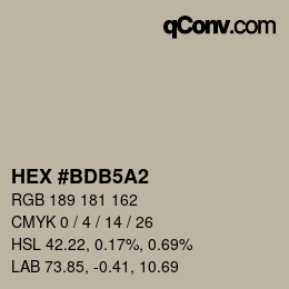 カラーコード: HEX #BDB5A2 | qconv.com