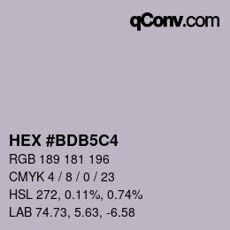 Farbcode: HEX #BDB5C4 | qconv.com