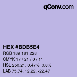 カラーコード: HEX #BDB5E4 | qconv.com