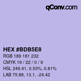Color code: HEX #BDB5E8 | qconv.com