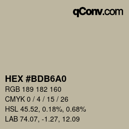 カラーコード: HEX #BDB6A0 | qconv.com